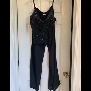 Black pantsuit with sequin top